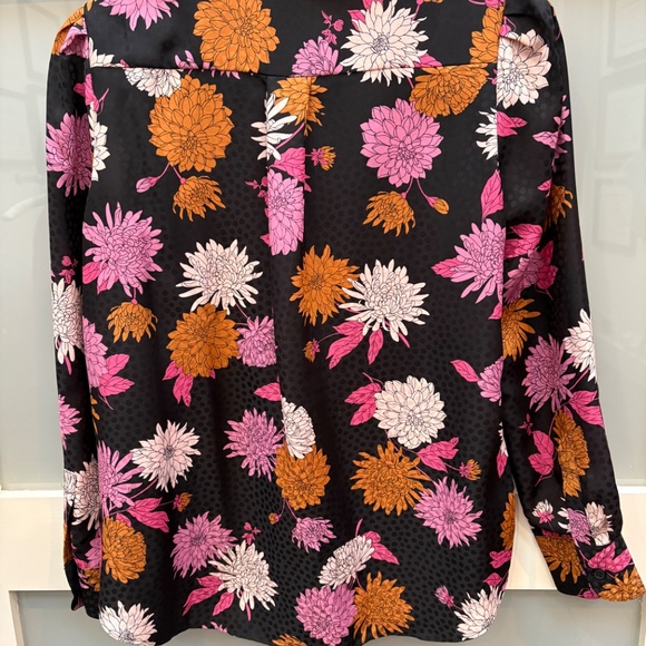 SP Ann Taylor Colorful Pink, Orange, Black Blouse with Bow Detail - Picture 4 of 5